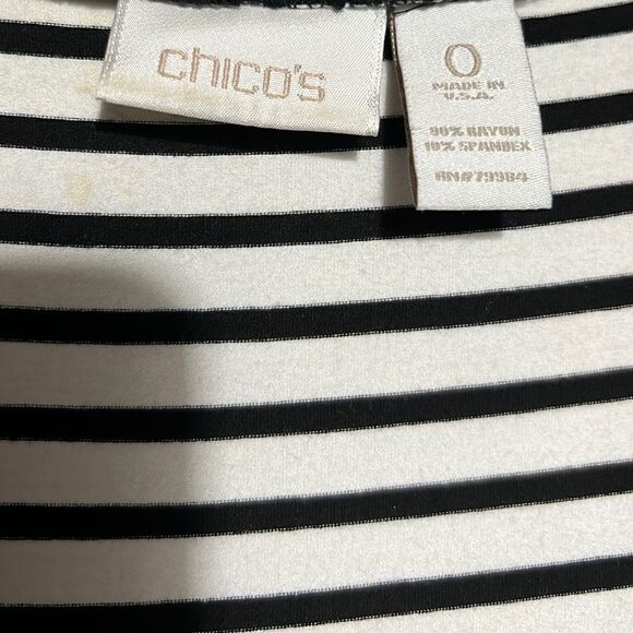 Chico’s vest duster striped black white pockets knit 0 XS/small FIRM on … - Picture 2 of 6